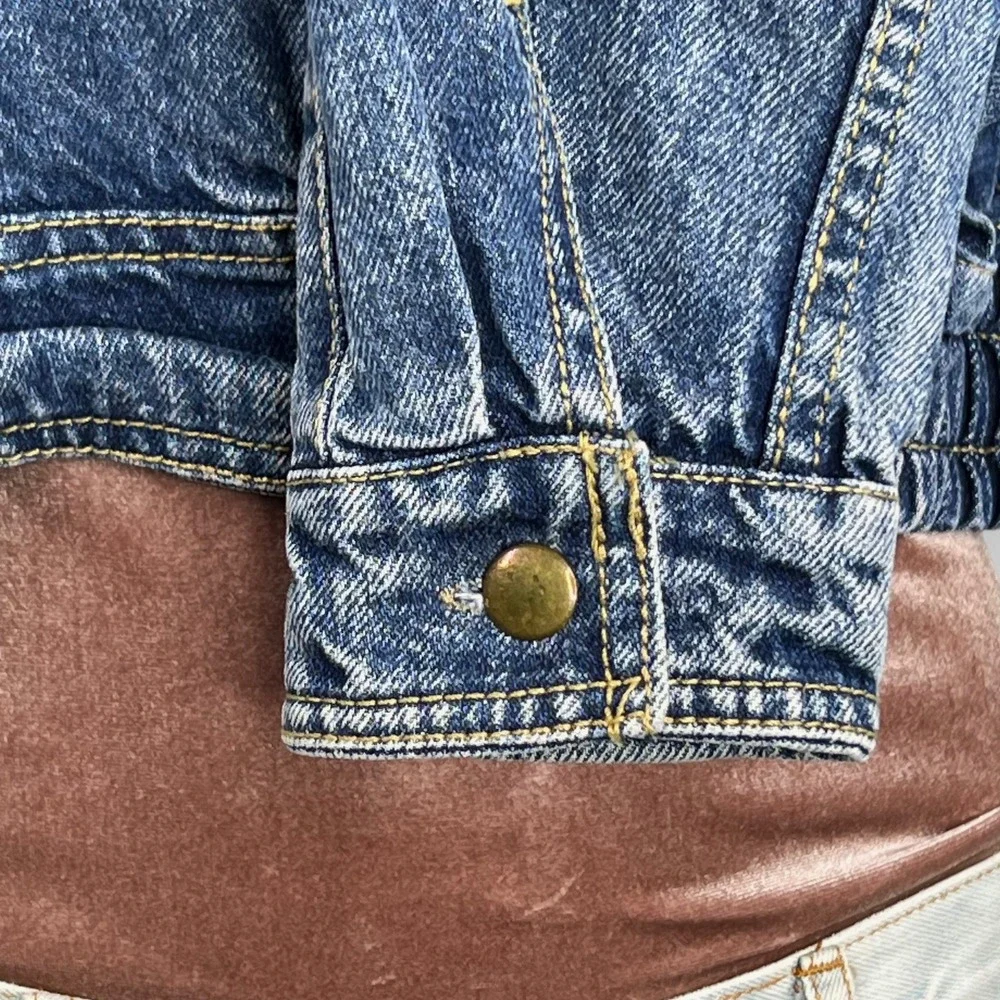 Vintage 80s NEW YORK GIRL Denim‎ Bomber Jacket S